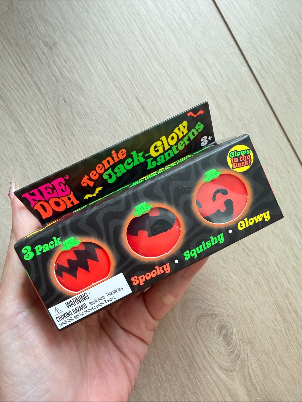 Brand New NeeDoh Teenie Jack-Glow Lanterns 3-Pack - Orange Pumpkin Squishy Toys